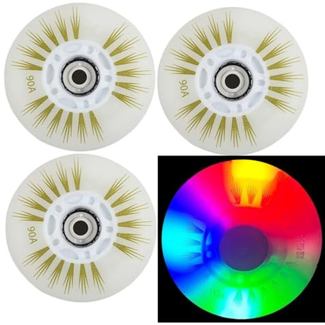 WSDAV 4PCS Inline Roller Wheels, mit LED Flash Skate Wheels Ersatzrad 60mm-80mm Inline Roller für Kinder und Jugendliche