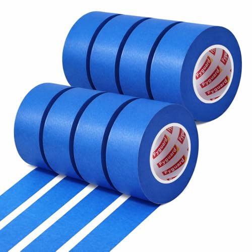 Fyguard 8 Rollen Malerkrepp Blau, 24 MM X 50 M, UV-Beständig | Washi-Papier, Rückstandsfrei Entfernbar Bis 14 Tage, Handreißbar, Für Wände Glas Holz Metall