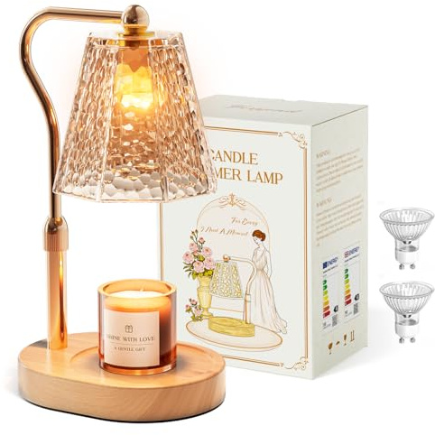 Kerzenwärmer Lampe, Duftlampe mit Timer und Dimmer, Candle Warmer Lamp, verstellbarer Höhe & Helligkeit, candle warmer für Duftkerzen im Glas, Vintage-Kerzenwärmer, Zuhause, Geschenk, Dekoration