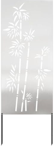 vidaXL Garten Sichtschutz-Leinwand Floral Silber 50 x 140 cm Edelstahl