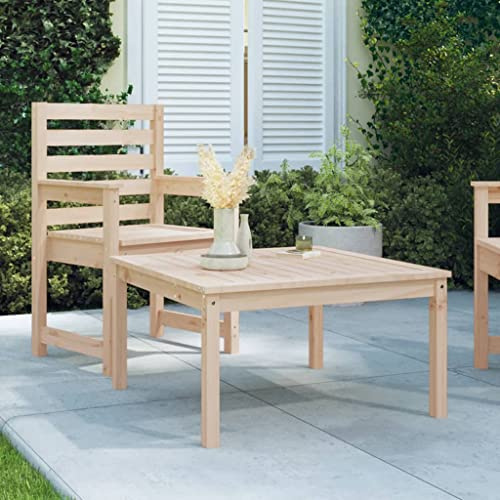 HaoChrymec Gartentisch aus Massivholz Kiefer, Stabile Tischplatte, Loungetisch Outdoor, Beistelltisch Garten, Wetterfest, Schwarz, 82.5 x 82.5 x 45 cm