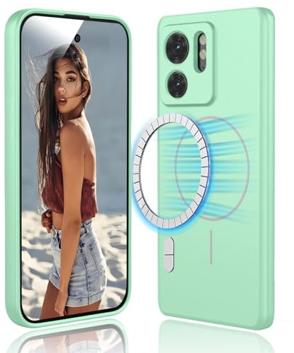 DESSEN Funda Magnetica para Motorola Moto Edge 40 5G (Not for 40 Neo) - Carcasa de Silicona Líquida Suave, Antigolpes Protector Camara Móvil Case, Compatible con Accesorios Magnéticos, Verde Claro