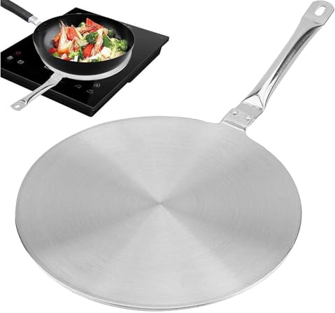 Répartiteur de chaleur - à induction - Adaptateur en acier inoxydable pour à induction et cuisinière à gaz - Répartition uniforme de la chaleur pour casserole, émaillée, de