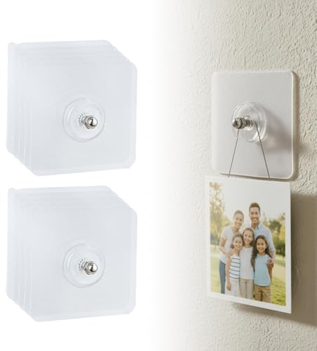 20 Stück Bilderhaken Selbstklebend, Transparent Klebehaken Bilder Aufhängen Ohne Bohre, Klebehaken Bilderrahmen, Bildaufhänger Selbstklebend für Bilder Poster Fotos Dekorative Gemälde Painting (10pcs)