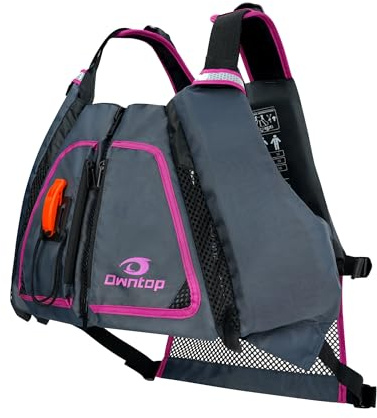 Owntop Ayuda a la Flotabilidad para Adultos | Espalda de Malla, Silbato y Bolsillos Grandes | Excelente Flotabilidad | Chaleco de Flotabilidad Ajustable para Kayak, Pesca, Navegación