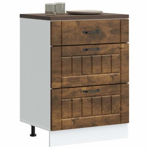 Teenpull Lucca köksunderskåp rökek träbaserade material 60 x 46 x 81,5 cm, mångsidigt förvaringsskåp för kök skafferi bufféskänk, skapar extra lagringsutrymme