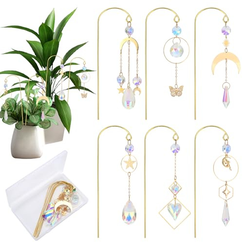 Zosutetoxo Crystal Suncatcher, 6 Piezas Atrapanuevos de Cristal y Atrapasoles de Cristal, Decoración de Ventana Colgante con Prisma Capturador de Luz para Jardín y Ventana