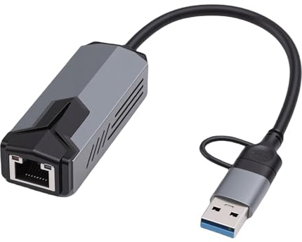 Goshyda Adaptador USB C A Ethernet de 5 Gb, Adaptador de Red de 5 Gigabit con Puerto USB A, de Aluminio Plug and Play para Computadora Portátil Wins 10/11 OS X Thunderbolt 4