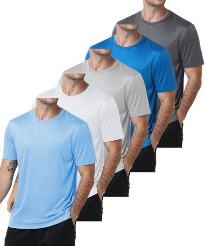 ZITY 5er Pack Rashguard UV Shirt Herren Kurzarm UPF 50+ Wassersport Shirt Badeshirt Schnelltrocknend Atmungsaktives Trainingsshirt Laufshirt Funktionsshirt