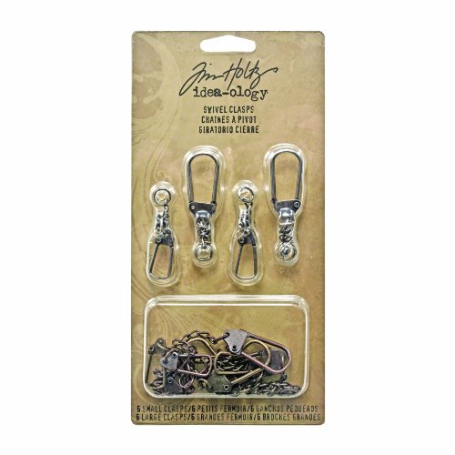 Tim Holtz Idea-ology Metal Swivel Clasps, 12 Clasps per Pack, 2-3/4 and 3-3/4 Inches, Antique Finishes, TH92677