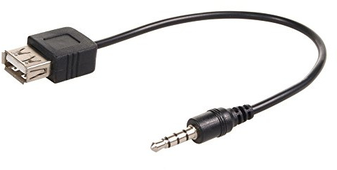 Maclean MCTV-693 Câble Jack 3,5 mm OTG (on-The-Go) Adaptateur USB Host Jack High Speed Auto AUX Adaptateur Noir Femelle câble Audio