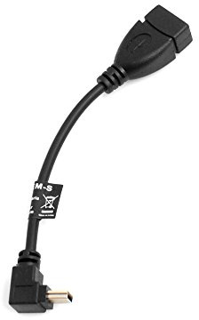 System-S Mini USB (mâle) USB coudé Angle 90 ° vers Le Haut USB-on-The-go Câble hôte vers USB Type A (Femelle) Câble Adaptateur OTG 13,5 cm