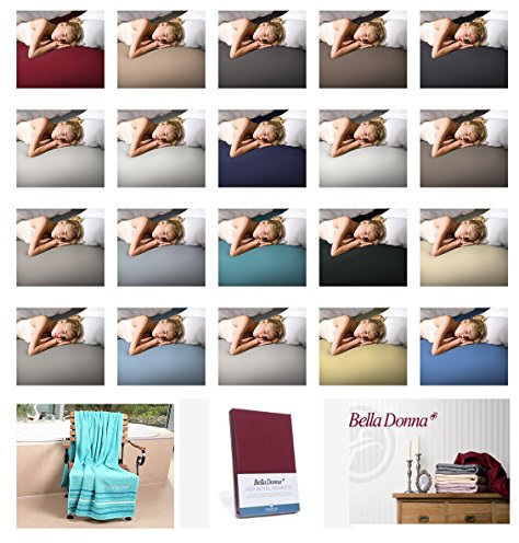 Bella Donna Jersey Spannbettlaken mit GRATIS Saunatuch in 140x200 cm bis 160x220 cm Farbe: 0114-wollweiss