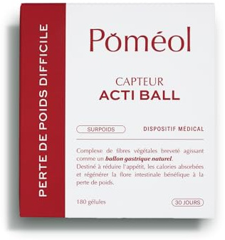 POMÉOL - Capteur Acti Ball - Dispositif Médical - Contribue à la perte de poids et favorise la prévention de l'obésité - Ballon Gastrique Végétal - Complexe Breveté - 180 gélules - Marque Française