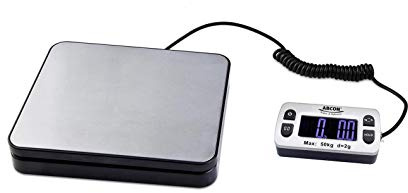 ABCON POSTSHIP Digital 50kg 110lb with 2g 0.1oz Increments 20x17cm Stainless Steel Platform Letter Postal Postage Parcel Shipping Weighing Warehouse Scales Compact Platform + Extendable Display Cable
