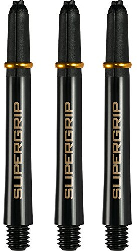 Harrows Supergrip-Schäfte– mit gefrästen Ringen, 5 Sets (15 Stück), schwarz / gold, Tweenie