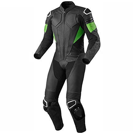 LEATHERAY Men's Fashion Motorbike Real Leather One Piece Suit with Armor Protection Black M