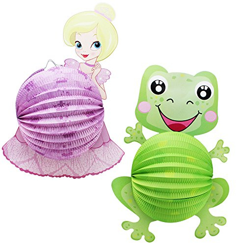 com-four® 2X Laterne mit Buntem Prinzessin und Frosch Motiv | Papierlaterne für Sankt Martin und Halloween - Martinslaterne für Kinder
