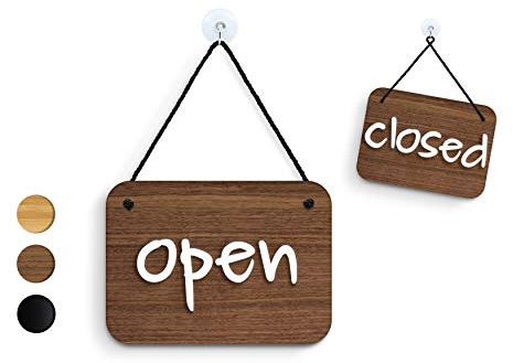 SIGNS | Escrito a mano - Open Closed - Cartel doble cara signo [OC18] Abierto Cerrado - Placa de la puerta colgante de doble cara - Letrero de la tienda comercial reversible