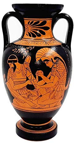 Ancient Greek Vase 22cm,Red figure Amphora,Achilles,Zeus with Ganymede