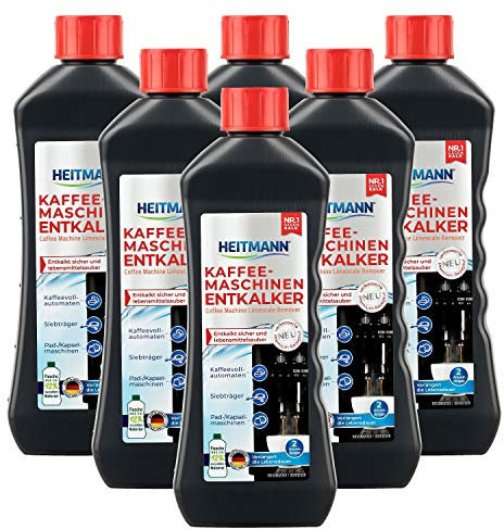 HEITMANN Kaffeemaschinen-Entkalker 250 ml - zwei Anwendungen - für Kaffeevollautomaten, Siebträger, Pad- und Kapselmaschinen, 6er Pack