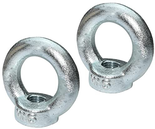 AERZETIX - Set di 2 - Dado occhiello M16 - anello di sollevamento - in acciaio zincato - filettatura metrica - 700kg - colore argento - C49732