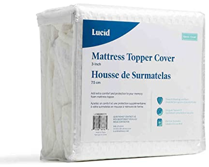 LUCID Bezug für Matratzentopper – rutschfest – Weich und atmungsaktiv – maschinenwaschbar mit Reißverschluss (Topper nicht inklusive) – 90 x 190 cm, 10 cm Höhe
