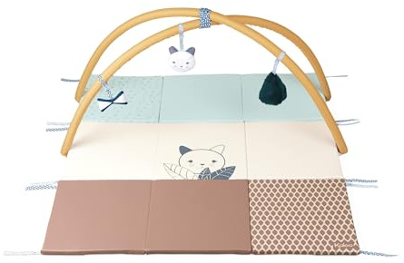 KALOO - Stimuli - Meine evolutive und sensorische Spielmatte - Baby-Entwicklungsspielzeug - 90 cm x 90 cm - 3 Abnehmbare Platten - Abnehmbare Bögen - Waschbar - ab Geburt, K971606, Mehrfarbig