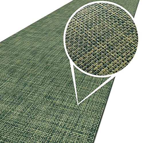 ANRO Läufer In-/Outdoor Teppich wasserfest Balkon Teppich auch für Balkon und Terasse Flur Bodenmatte wetterfest Grün Abwaschbar 200 x 50cm