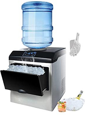 PanHuiWen Máquina para Hacer Hielo Comercial Maquina de Hielo Pequena 25KG en 24 H MáQuina de Hacer Hielo para Casa 3 Tamaños de Cubitos para el Hogar, Fiesta, Barra, Casa