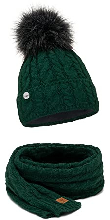 ELIMELI® Damen Winter Mütze warme Strickmütze Wintermütze mit Bommel Slouch Strick Beanie Damen für Winter Bommelmütze Hergestellt in EU Farbenauswahl 15568