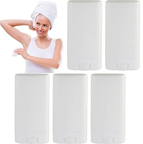 Sanfly Récipients de déodorant ovales en Plastique vides Transparents 5pcs / Set Tubes de baume Brillant à lèvres Récipients de déodorant ovales vides Contenants de baume à lèvres Solides de 15 ML