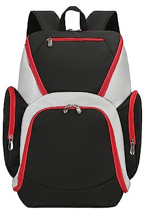 FANDARE Zaino Sportivo per Palestra, Basket, Calcio e Pallavolo - Borsa Scuola Viaggiare, Nero Rosso