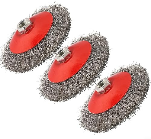 Lot de 3 brosses rondes 115 mm - Brosse métallique ondulée - Meuleuse d'angle Flex - Type de disque en acier au carbone