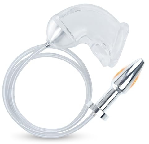 2-in-1 Dilator Harnröhre Peniskäfig Silikon+ Analdusche Analplug,mit Katheter Harnröhre Mann,Keuschheitskäfig Herren,Penishülle Penis Sleeve,Buttplug,Analdusche Frau Herr,Klistier Masturbator (A)