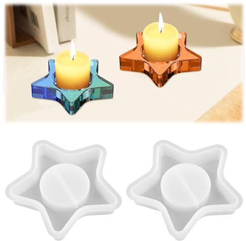 MplehDa 2 Stück Gießform Kerzenhalter Stern Form DIY Silikon Gießform Kerzenhalter Epoxidharzformen Silikonform Beton Kerzenhalter Casting Form Kerzenhalter Casting Gießform (B)