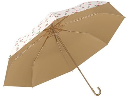 HUMAJORY Regenschirm mit gebogenem Hakengriff, Regen- oder Sonnenscheinschirm mit Haken, Damen-Spitzenschirm, ultraleichter Faltschirm