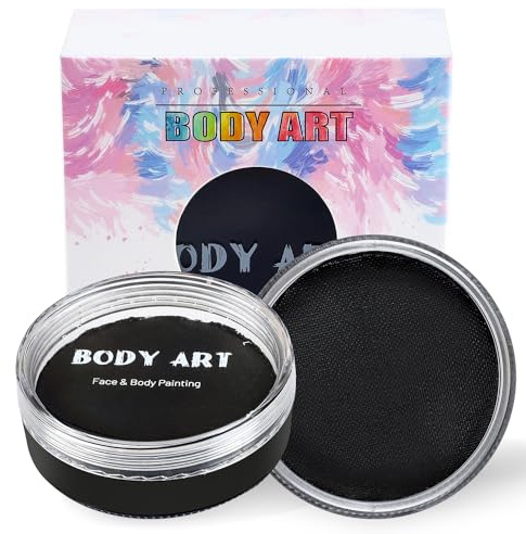 FLYISH DIRECT Profi-Schminke Gesichtsbemalung und Bodypainting, 90g Profi-Aqua Schminke, Wasserbasis Schminke Farben, für Halloween, Fasching, Partys, Schwarz