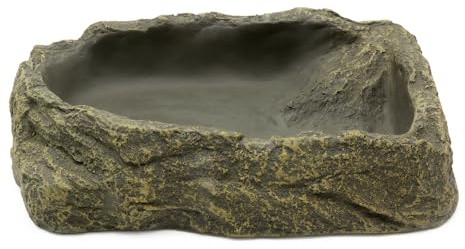 Terra Discount Wasserschale/Futterschale natürlicher Steinoptik für Reptilien, Amphibien, Vögel, Mäuse, Kaninchen UVM. (No. 6 - ca. 20 x 14,5 x 4,5 cm)