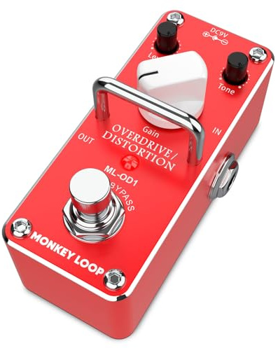Monkey Loop ML-OD1 - Overdrive Effects Pedal för gitarr - Exakt ton- och förstärkningskontroll - Signalkvalitet med True Bypass - Strömförbrukning 5,7 mA (DC 9V)