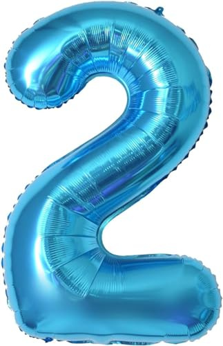 Geburtstag zahlen luftballon 2 jahre | Blau Folienballon 2 XXL -Riesen Folienballon in 40 - 101cm Geburtstagsdeko - Ballon Zahl Deko zum Geburtstag .Fliegt mit Helium