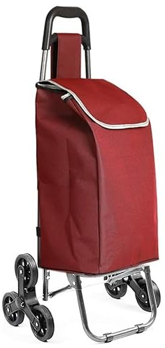 Carro de la Compra Plegable con 6 Ruedas para Subir Escaleras, Carrito del Mercado, Bolsa Impermeable de 42L litros (Rojo)
