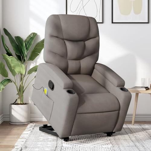Homgoday Massagesessel mit Aufstehhilfe Aufstehsessel Fernsehsessel Ruhesessel Relaxsessel mit Liegefunktion TV Sessel Liegesessel Sessel, für Wohnzimmer Taupe Stoff