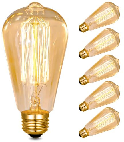 Neviland E27 Vintage Light Bulbs Large Edison Screw Bulb - Squirrel Cage Shaped Filament - 2700K Warm White Dimmable - Pack of 6 (60, Watts)