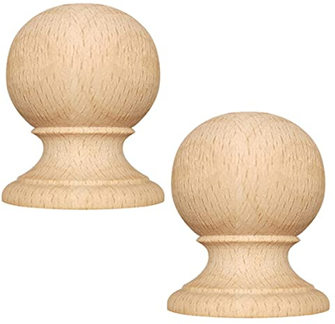 MFAOSHI 2X Pfostenkappe, Holz Abdeckkappe für Pfosten, Kugelförmig Pfostenkappe für Villa Treppe Rundgeländer,6cm