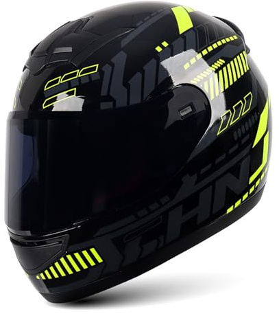 RYDZCLH Integralhelm Für Motorradfahrer, Mehrere Belüftungsöffnungen, Motorradhelme, DOT/ECE-Geprüft, Für Schneemobil, Motocross, Straßenmoped, Rennen Für Männer Und Frauen,Gelb,S 50~53cm