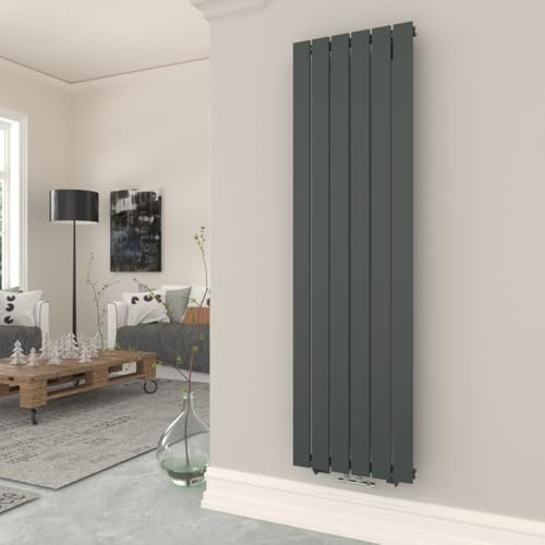 T&K - Radiador de agua caliente 1600x462 mm antracita plano vertical diseño simple capa montaje en pared baño radiador