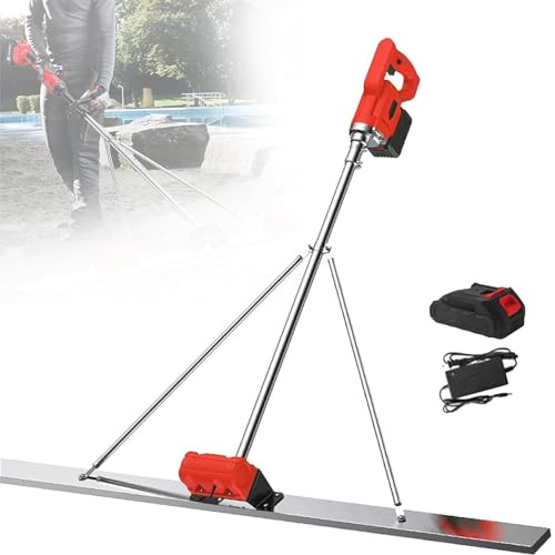 XCSCUK Chape en béton, kit de Chape avec vibrateur de Ciment électrique Rechargeable, règle de nivellement du béton pour Les projets de Construction (1Xbattery 2M)