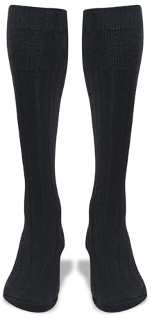 BELGLY Calzini da kilt da uomo Abbigliamento tradizionale scozzese delle Highland Calze da kilt in lana Scaldamuscoli casual per matrimoni e sport, Nero , L