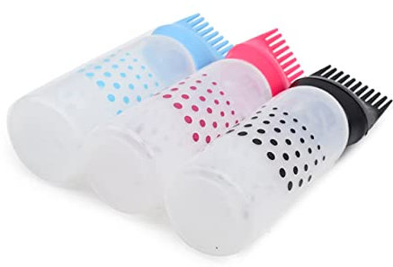 WOONEKY 3stücke Salon Haarfärbemittel Flasche Nachfüllbare Farbstoffbehälter Shampooflasche Mit Kamm Für Friseursalons Haarfärbebehälter Mit Stabiler Leistung Und Langer Lebensdauer